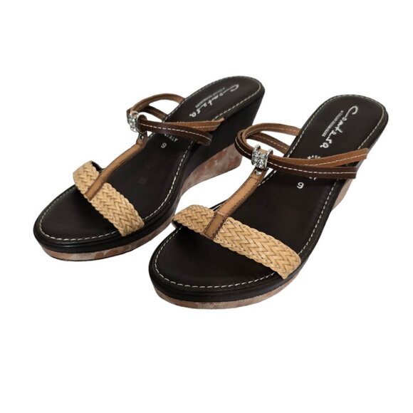 Contesa by Italian Shoemakers Open Toe Wedge Platform Sandals Sz 9 - Picture 1 of 8